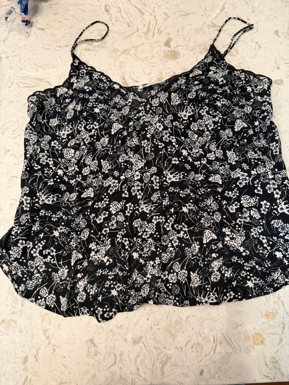 Free people Black Floral Spaghetti-Strap Cami Top
